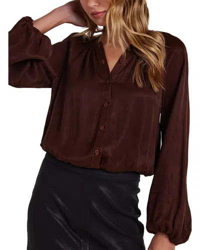 Bella Dahl Shirred Button Front Blouse In Burgundy