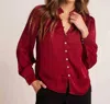 Bella Dahl Shirred Button Up Top In Sweet Sangria In Multi