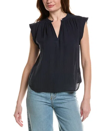 Bella Dahl Shirred Cap Sleeve Top In Blue