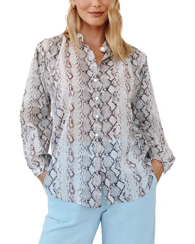 Bella Dahl Shirred Mandarin Collar Shirt In Multi