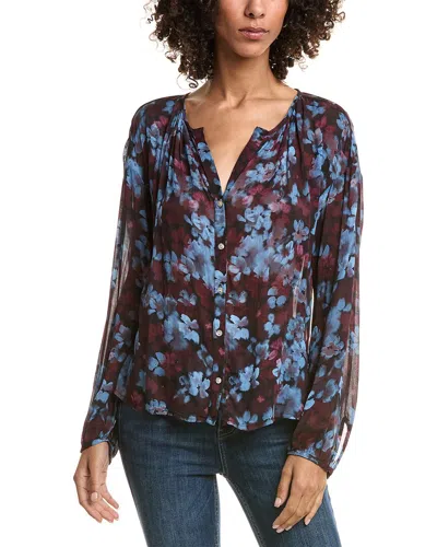 Bella Dahl Shirred Neck Blouse In Brown