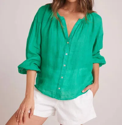 Bella Dahl Shirred Neck Blouse In Tropical Green In Multi