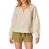Bella Dahl Shirred Neck Linen Button-up Shirt In Samba Tan