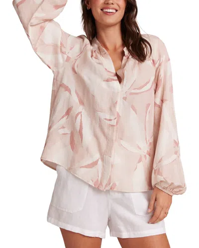 Bella Dahl Shirred Raglan Linen-blend Shirt In Multi