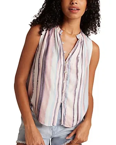 Bella Dahl Shirred Shoulder Sleeveless Shirt In Coastal Stripe