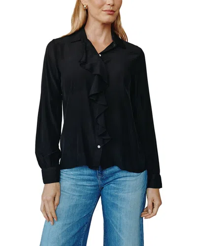 Bella Dahl Ruffle Front Long-sleeve Shirt In Black