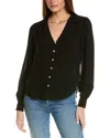 Bella Dahl Split Neck Button Blouse In Black