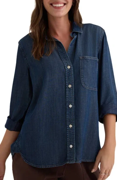 Bella Dahl Shirt Tail Button-up Shirt In Blue