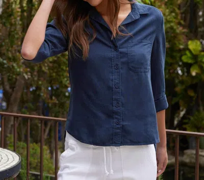 Bella Dahl Shirt Tail Long Sleeve Top In Endless Sea In Multi