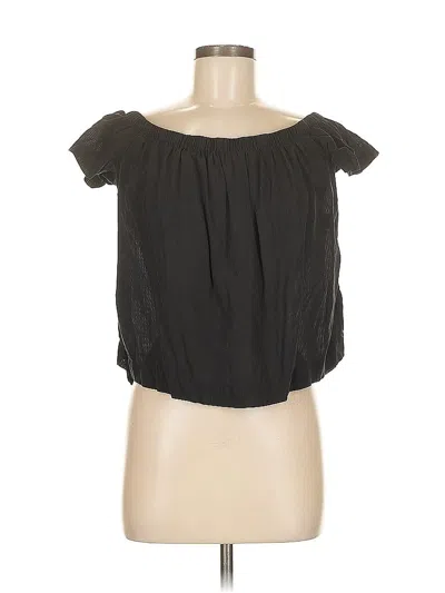 Pre-owned Bella Dahl Short Sleeve Blouse In Black
