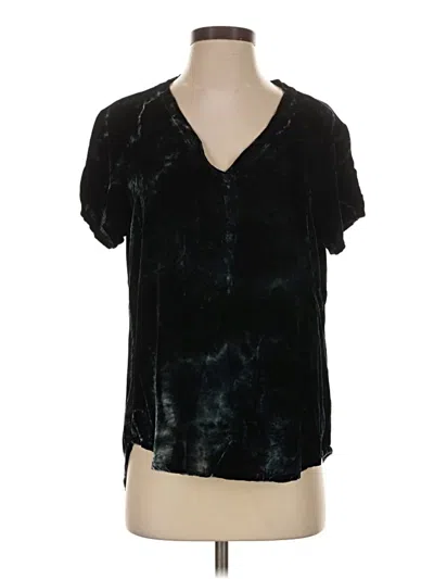 Pre-owned Bella Dahl Short Sleeve Blouse In Black