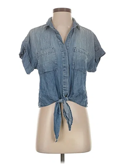 Pre-owned Bella Dahl Short Sleeve Blouse In Blue