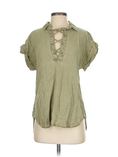 Pre-owned Bella Dahl Short Sleeve Blouse In Green