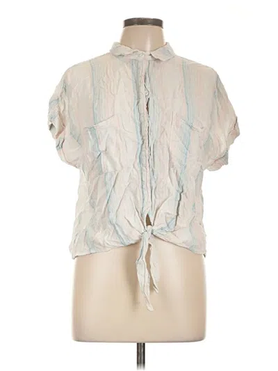 Pre-owned Bella Dahl Short Sleeve Blouse In White