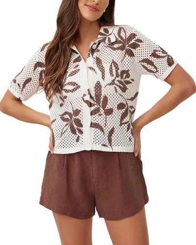 Bella Dahl Short Sleeve Button Down Sweater In White