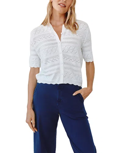 Bella Dahl Short Sleeve Button Down Sweater In White