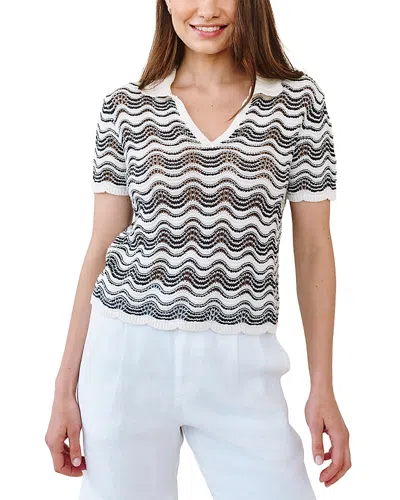 Bella Dahl Short Sleeve Collared Sweater In Multi