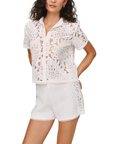 Bella Dahl Short Sleeve Contrast Button Down Shirt In White