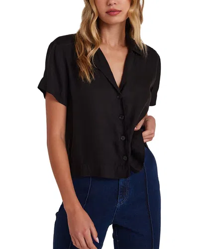 Bella Dahl Short Sleeve Flowy Button Down In Black