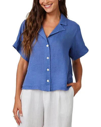 Bella Dahl Short Sleeve Flowy Button Down Shirt In Antique Indigo In Blue