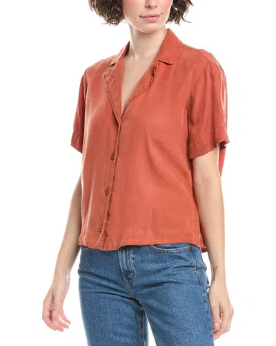 Bella Dahl Short Sleeve Flowy Button Down In Red
