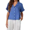 Bella Dahl Short Sleeve Flowy Button Down Shirt In Antique Indigo In Blue