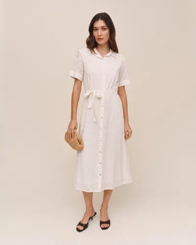 Bella Dahl Short Sleeve Midi Shirt Dress In White