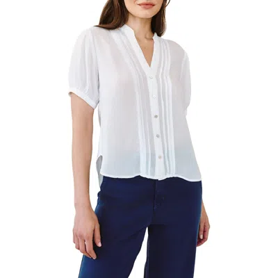 Bella Dahl Short Sleeve Pintuck Shirt In White