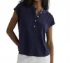 Bella Dahl Short Sleeve Placket Pullover Tee In Italian Navy In Blue