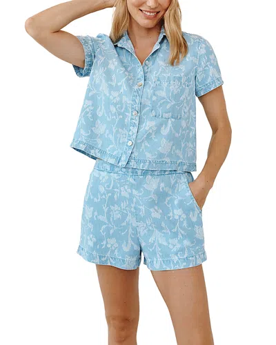 Bella Dahl Short Sleeve Pocket Button Down Shirt In Blue