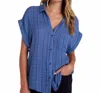 Bella Dahl Short Sleeve Pocket Button Down Shirt In Bright Indigo In Multi