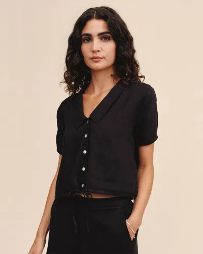 Bella Dahl Short Sleeve Puritan Collar Shirt In Black