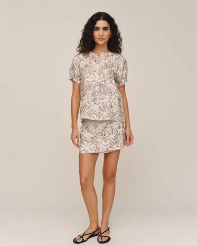 Bella Dahl Short Sleeve Raglan Shirt- Tropical Palm Print In Neutral