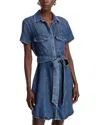 Bella Dahl Short Sleeve Denim Shirtdress In Horizon Wash
