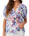 Bella Dahl Short Sleeve Shirred Raglan Shirt In Magnolia Bloom Print In Multi