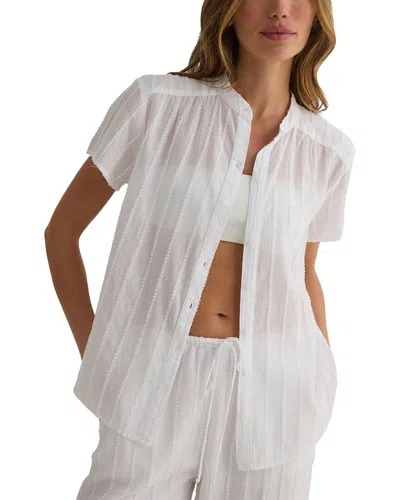 Bella Dahl Short Sleeve Shirred Top In White