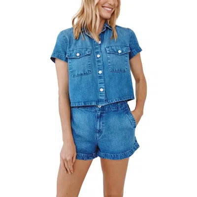 Bella Dahl Short Sleeve Short Button-up Shirt In Multi