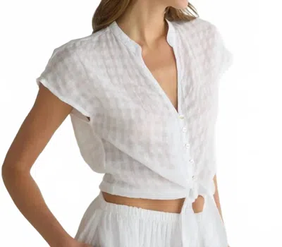 Bella Dahl Ss Tie Front Top In White In Animal Print
