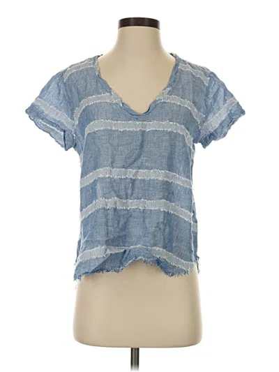 Pre-owned Bella Dahl Short Sleeve Top Blue V-neck Tops