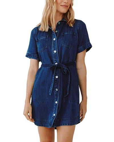 Bella Dahl Short Sleeve Utility Shirt Dress In Blue