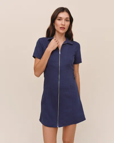 Bella Dahl Short Sleeve Zip Front Dress In Blue
