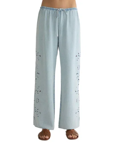 Bella Dahl Side Embroidered Beach Pant In Blue