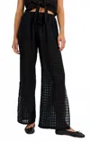Bella Dahl Linen Blend Side Slit Pants In Black