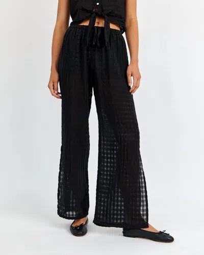 Bella Dahl Side Slit Linen Wide Leg Pant In Black