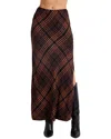 Bella Dahl Side Slit Bias Maxi Skirt In Autumn Ember Plaid In Brown