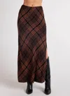 Bella Dahl Side Slit Bias Maxi Skirt In Autumn Ember Plaid In Multi