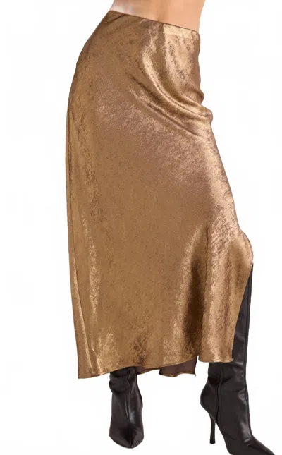 Bella Dahl Side Slit Bias Maxi Skirt In Gold Metallic