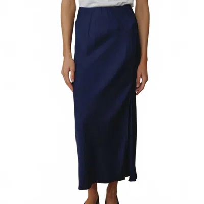 Bella Dahl Side Slit Bias Midi Skirt In Eclipse Blue In Multi