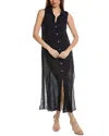 Bella Dahl Side Slit Duster Linen-blend Dress In Blue