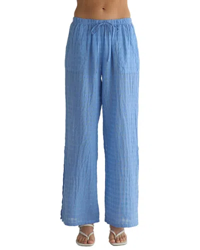 Bella Dahl Side Slit Linen-blend Beach Pant In Blue